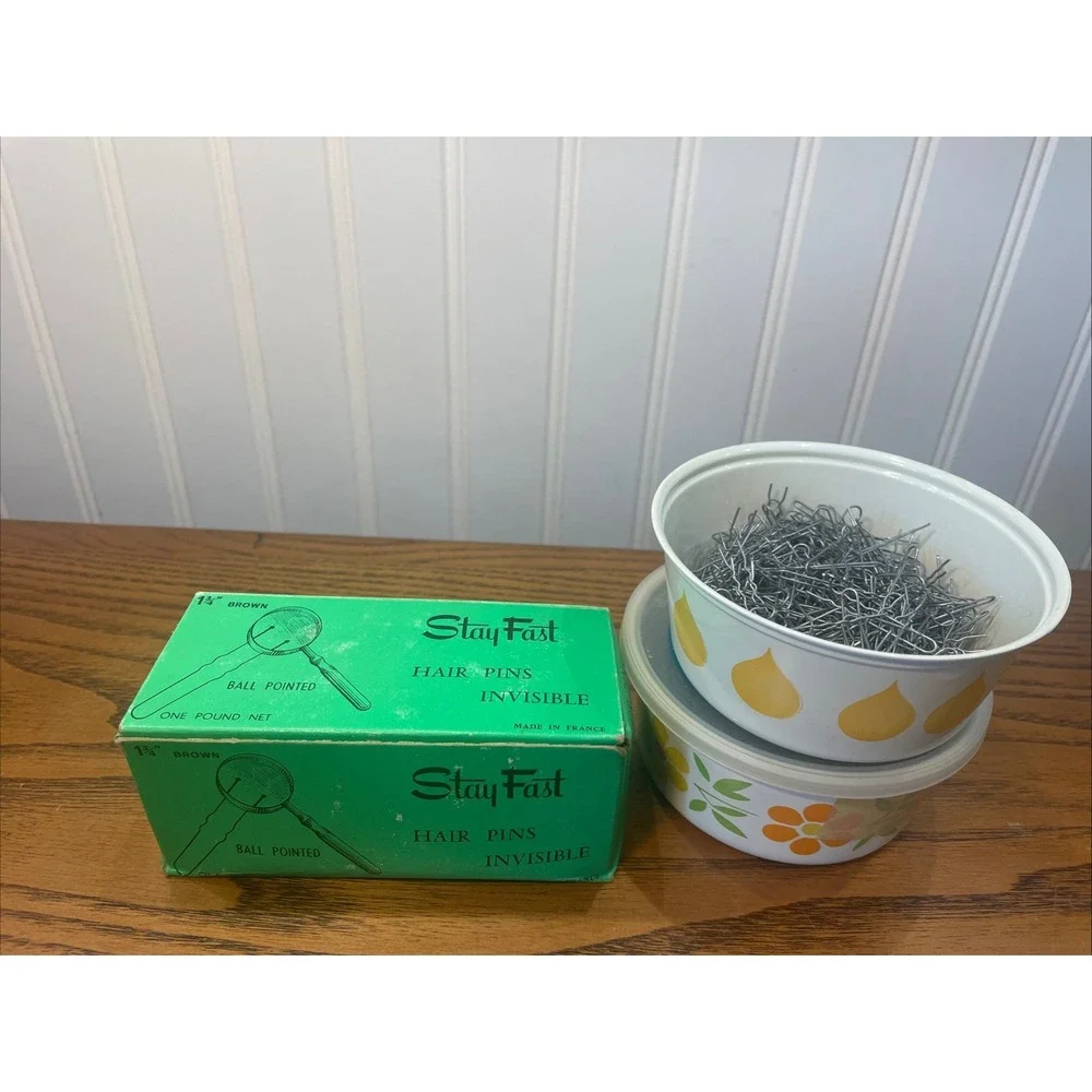 VTG Lot 1950's Stay Fast Hair Pins In Original Box Bobby Pins Ball Pointed